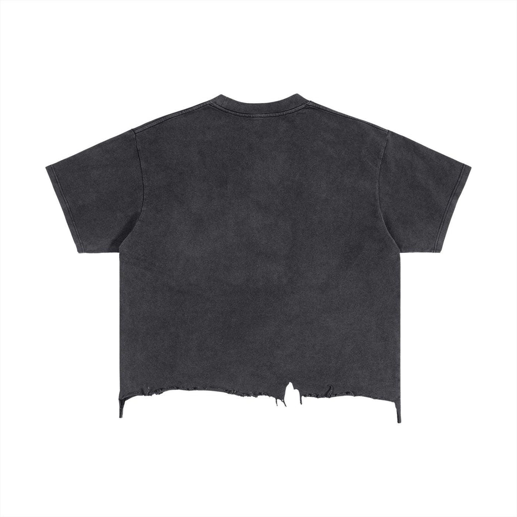 Vintage Wash Boxy Distressed Hem T-Shirt